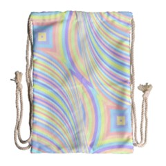 Pastel Color Stripes  Drawstring Bag (large) by SpinnyChairDesigns