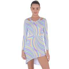 Pastel Color Stripes  Asymmetric Cut-out Shift Dress by SpinnyChairDesigns