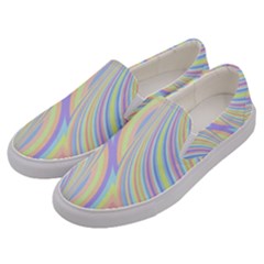 Pastel Color Stripes  Men s Canvas Slip Ons by SpinnyChairDesigns