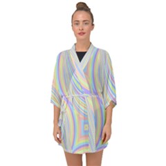 Pastel Color Stripes  Half Sleeve Chiffon Kimono by SpinnyChairDesigns