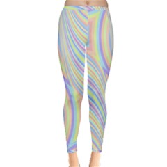 Pastel Color Stripes  Inside Out Leggings by SpinnyChairDesigns