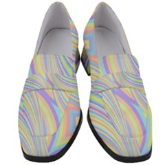 Pastel Color Stripes  Women s Chunky Heel Loafers by SpinnyChairDesigns