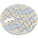 Pastel Color Stripes  Wooden Puzzle Round View3