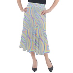 Pastel Color Stripes  Midi Mermaid Skirt by SpinnyChairDesigns