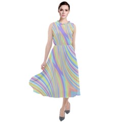 Pastel Color Stripes  Round Neck Boho Dress by SpinnyChairDesigns