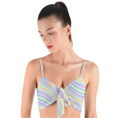 Pastel Color Stripes  Woven Tie Front Bralet by SpinnyChairDesigns