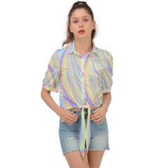 Pastel Color Stripes  Tie Front Shirt  by SpinnyChairDesigns