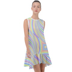 Pastel Color Stripes  Frill Swing Dress by SpinnyChairDesigns