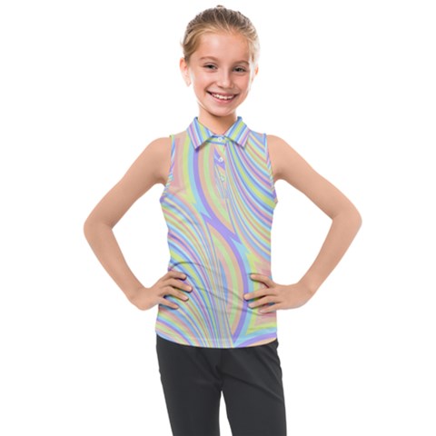 Pastel Color Stripes  Kids  Sleeveless Polo Tee by SpinnyChairDesigns