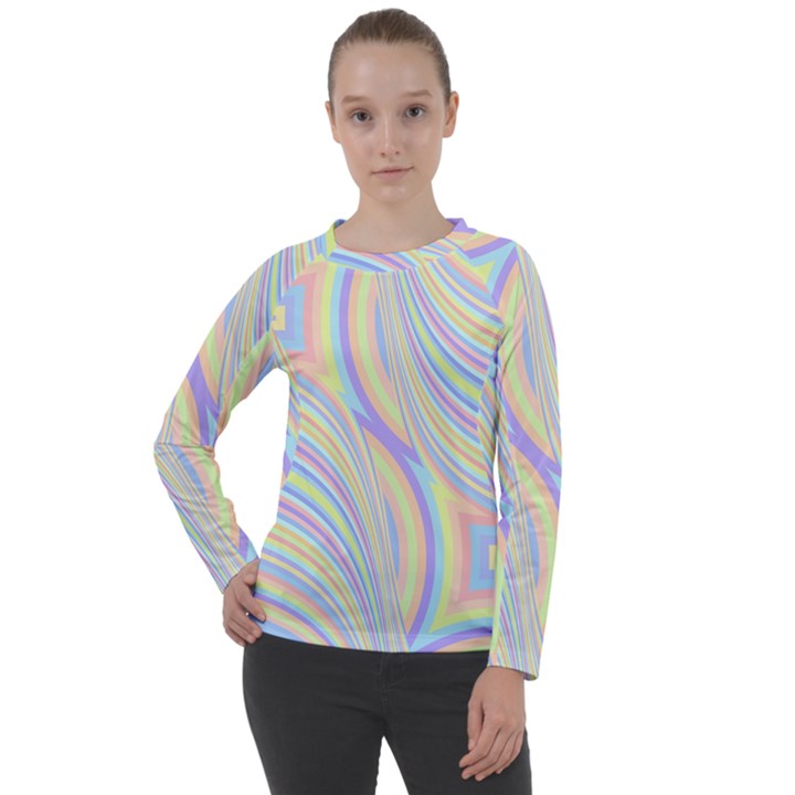 Pastel Color Stripes  Women s Long Sleeve Raglan Tee