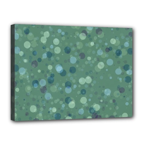 Green Color Polka Dots Pattern Canvas 16  X 12  (stretched) by SpinnyChairDesigns