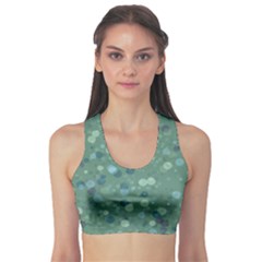 Green Color Polka Dots Pattern Sports Bra by SpinnyChairDesigns