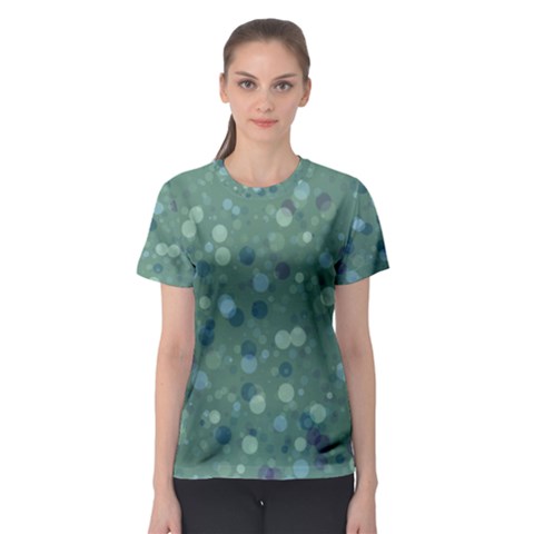 Green Color Polka Dots Pattern Women s Sport Mesh Tee by SpinnyChairDesigns