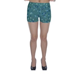 Green Color Polka Dots Pattern Skinny Shorts by SpinnyChairDesigns