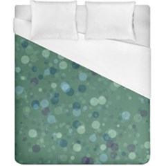 Green Color Polka Dots Pattern Duvet Cover (california King Size) by SpinnyChairDesigns