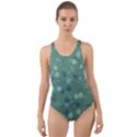 Green Color Polka Dots Pattern Cut-Out Back One Piece Swimsuit View1