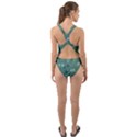 Green Color Polka Dots Pattern Cut-Out Back One Piece Swimsuit View2