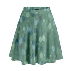 Green Color Polka Dots Pattern High Waist Skirt by SpinnyChairDesigns