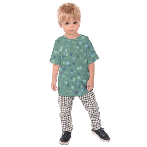 Green Color Polka Dots Pattern Kids  Raglan Tee by SpinnyChairDesigns