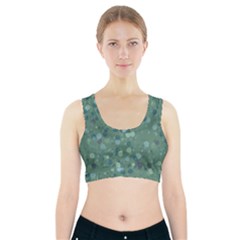 Green Color Polka Dots Pattern Sports Bra With Pocket by SpinnyChairDesigns