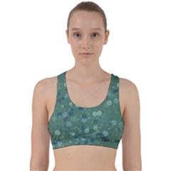 Green Color Polka Dots Pattern Back Weave Sports Bra by SpinnyChairDesigns