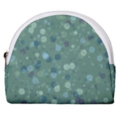 Green Color Polka Dots Pattern Horseshoe Style Canvas Pouch by SpinnyChairDesigns