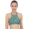 Green Color Polka Dots Pattern Racer Front Bikini Top View1