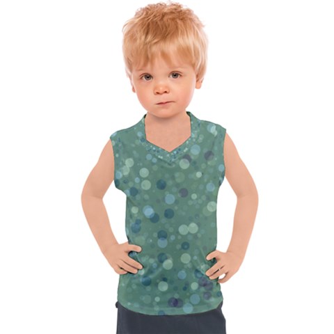 Green Color Polka Dots Pattern Kids  Sport Tank Top by SpinnyChairDesigns