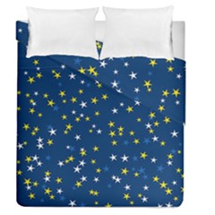 White Yellow Stars On Blue Color Duvet Cover Double Side (queen Size) by SpinnyChairDesigns