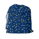 White Yellow Stars on Blue Color Drawstring Pouch (2XL) View2