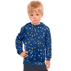 White Yellow Stars On Blue Color Kids  Hooded Pullover