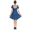 White Yellow Stars on Blue Color Short Sleeve Bardot Dress View2