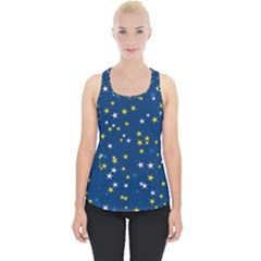 White Yellow Stars On Blue Color Piece Up Tank Top by SpinnyChairDesigns