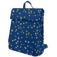 White Yellow Stars On Blue Color Flap Top Backpack by SpinnyChairDesigns