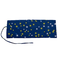 White Yellow Stars On Blue Color Roll Up Canvas Pencil Holder (s) by SpinnyChairDesigns