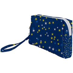 White Yellow Stars On Blue Color Wristlet Pouch Bag (small) by SpinnyChairDesigns