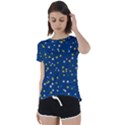 White Yellow Stars on Blue Color Short Sleeve Foldover Tee View1