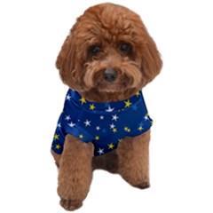 White Yellow Stars On Blue Color Dog T-shirt by SpinnyChairDesigns