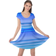 Blue Purple Color Stripes Ombre Cap Sleeve Dress by SpinnyChairDesigns