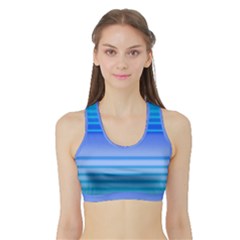 Blue Purple Color Stripes Ombre Sports Bra With Border by SpinnyChairDesigns