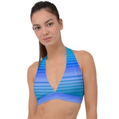 Blue Purple Color Stripes Ombre Halter Plunge Bikini Top by SpinnyChairDesigns