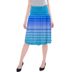 Blue Purple Color Stripes Ombre Midi Beach Skirt by SpinnyChairDesigns