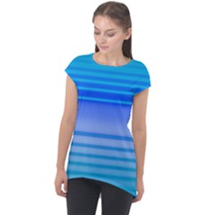 Blue Purple Color Stripes Ombre Cap Sleeve High Low Top by SpinnyChairDesigns