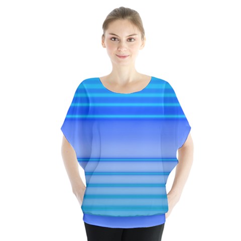 Blue Purple Color Stripes Ombre Batwing Chiffon Blouse by SpinnyChairDesigns