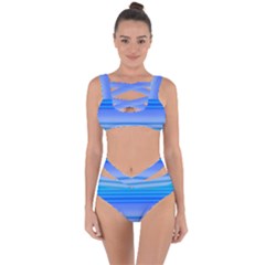 Blue Purple Color Stripes Ombre Bandaged Up Bikini Set  by SpinnyChairDesigns