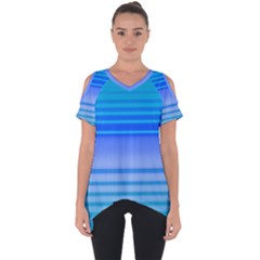 Blue Purple Color Stripes Ombre Cut Out Side Drop Tee by SpinnyChairDesigns