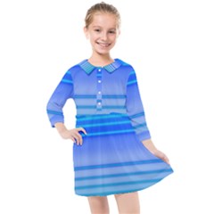 Blue Purple Color Stripes Ombre Kids  Quarter Sleeve Shirt Dress by SpinnyChairDesigns