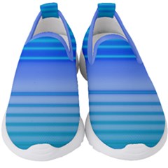 Blue Purple Color Stripes Ombre Kids  Slip On Sneakers by SpinnyChairDesigns