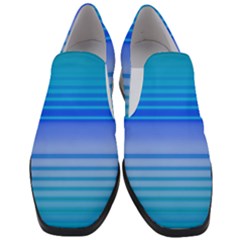 Blue Purple Color Stripes Ombre Women Slip On Heel Loafers by SpinnyChairDesigns