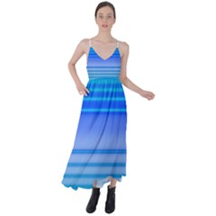 Blue Purple Color Stripes Ombre Tie Back Maxi Dress by SpinnyChairDesigns